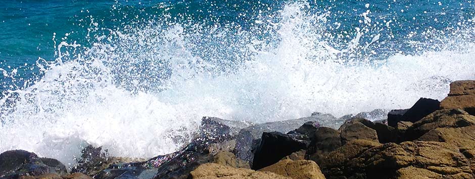 Caribbean waves meeting the coast of Saint Lucia