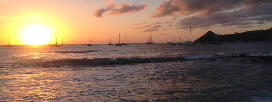 Sunset over the southern coast of Saint Lucia